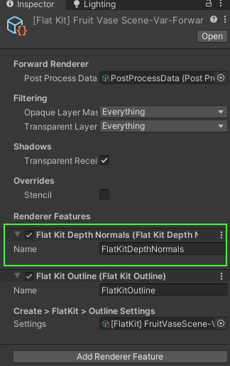 Flat Kit Depth Normals renderer feature