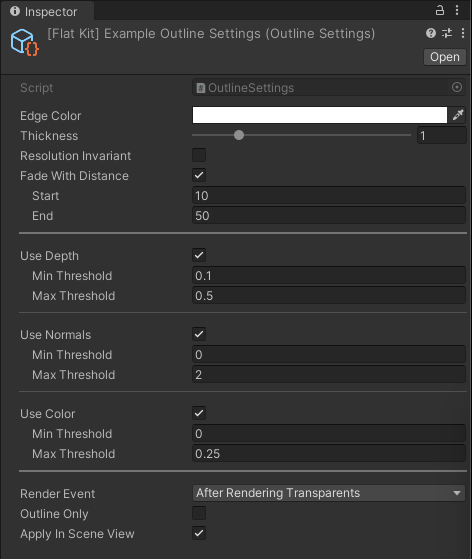 Outline Forward Renderer in URP. Inspector interface.