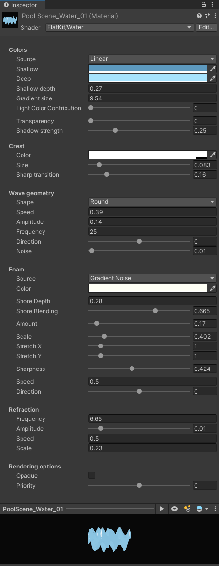 Water shader interface